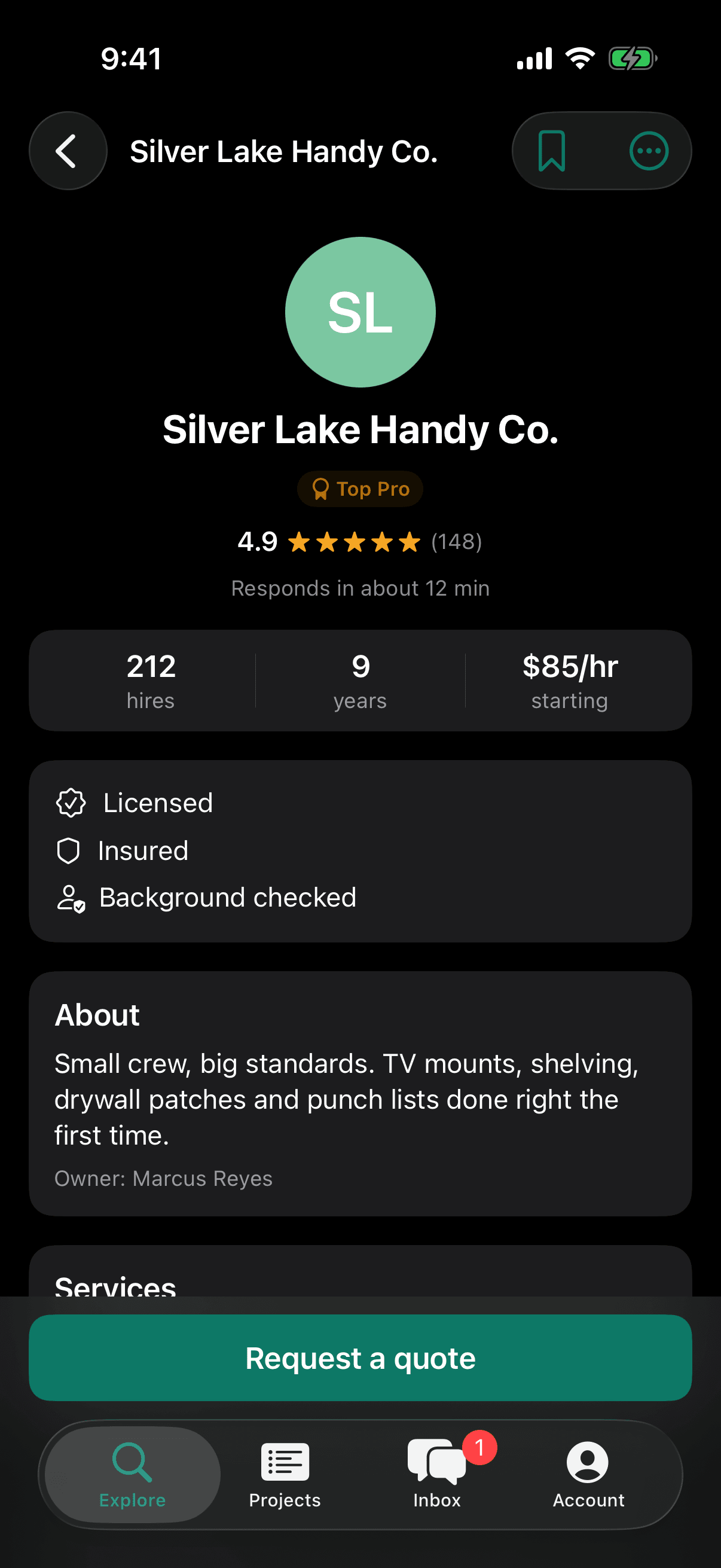 Silver Lake Handy Co. profile: Top Pro, 4.9 from 148 reviews, 212 hires, licensed, insured and background checked.